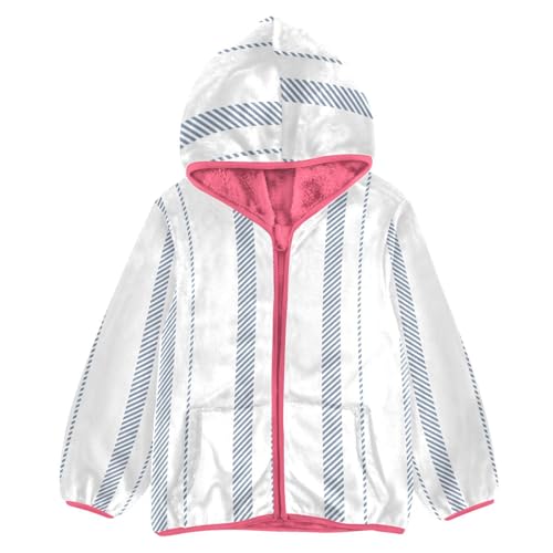 GuoChe Stripe Blue White Sherpa Lined Toddler Hoodie