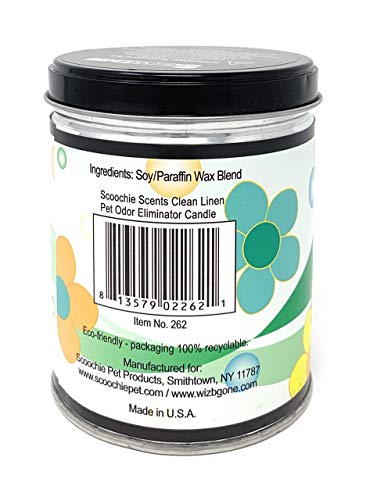 Image of All Natural Soy Wax Pet Odor Eliminator Candle - Non Toxic Long Lasting (100 Hours Burn Time) Freshly Scented Pet House Candle - Safe Tin Jar - Made in USA - 13 Ounces (Clean Linen)