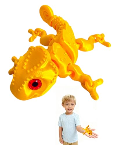 HUVZOR 1 pieza Juguete 3D, camaleón, gecko, juguete camaleón 3D, escultura flexible de gecko móvil, camaleón de 13 cm,ideal para oficina, escuela, hogar y regalos(Dorado)
