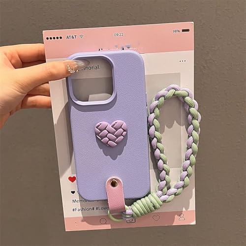 Coque iPhone 16 élégante violette avec cordon résistant aux chocs