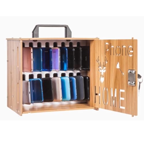 Easnuroz Armario para móviles 16/36 Compartimentos Armario para móviles de Madera para Estudiantes Caja con Cerradura Armario para móviles para empleados(16)