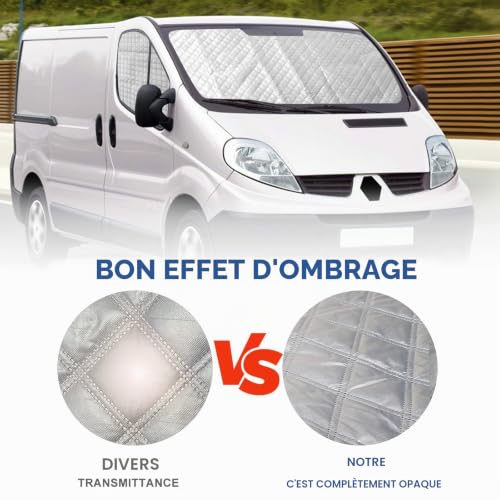 Tapis Thermique Voiture Remplacement pour Renault Trafic 2001-2014 3 Pièces, Protection Solaire Pare-Brise Remplacement pour Opel Vivaro 2001-2014, Ensemble de Pare-Soleil Pliable – vue 6
