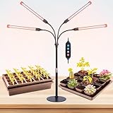 4-Head Table Top Grow Lights for Indoor Plants, Seed Starting, Bonsai with Timer, 36W Power Home Plug, FECiDA 2025 Full Spectrum Plant Growing Lamps, 16'-24' Height Adjustable