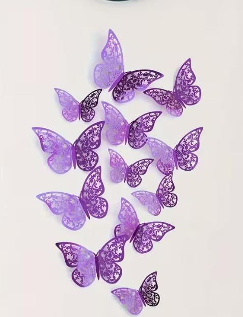 Purple Butterfly Decorations, 48 Pack, House Wall Decor