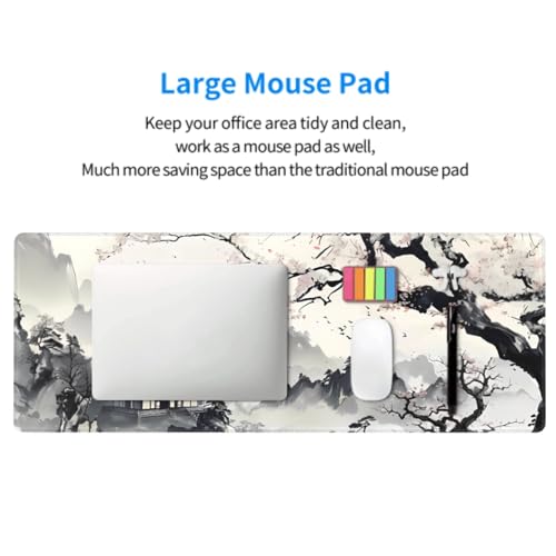 Image of Japanese Mouse Pad XXL 35.4 X 15.7 Inch Anime Style Art Design Extended Large Gaming Mousepad Keyboard Full Desk Mat Non-Slip Rubber Base Stitched Edges for Home Office