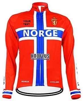 KOOPLUS Unisex Spring Autumn Customized Cycling Clothing Norway Long Sleeve Cycling Jersey , Text Color 2#