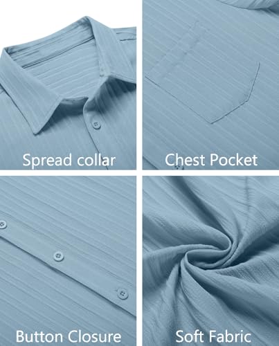 Image of Zombom Men's Casual Button Down Shirts Short Sleeve Poly Cotton Shirt Fashion Textured Beach Summer Shirts| Men Stylish Shirt | Men Fancy