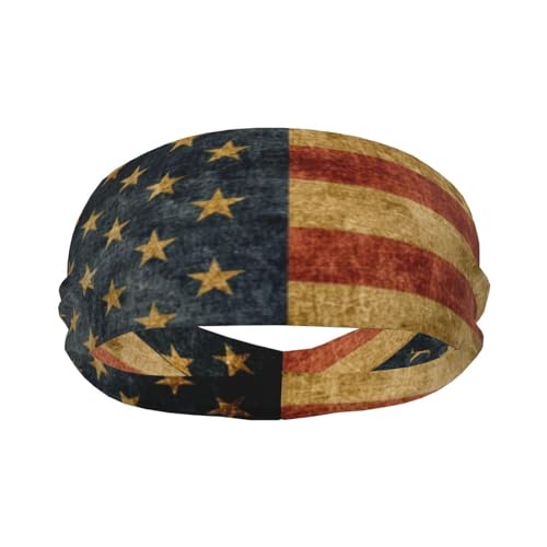 Image of American Flag Sports Headbands Moisture Wicking Workout Headband Sweatband Headbands for Running Cycling Football Yoga Hairband for Men Women