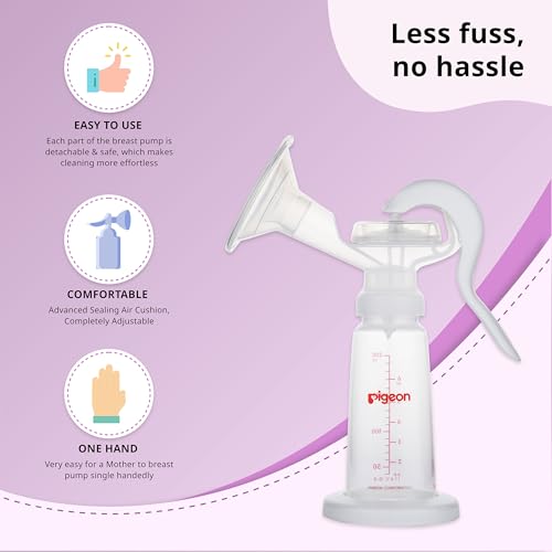 Image of Pigeon Manual Breast Pump with PP Bottle 200 ml | One-Hand Adjustable Pumping System | Less Fuss, Less Hassle | BPA & BPS Safe Materials