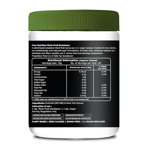 Image of Pure Nutrition Monk Fruit Powder with Erythritol 1200g | MonkFruit Powder Complex I Sugar Replacer I MonkFruit Sugar Extract For Cooking & Baking | Keto & Diabetic Friendly | Natural Sugar Alternative for Baking & Drinks (400x3)