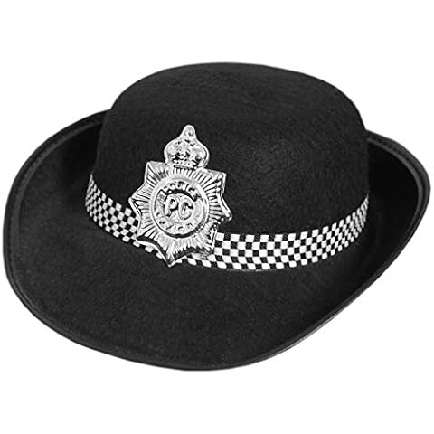 Ploutos World Wide Adult Ladies Black Police Constable Wpc Hat With Attached Badge Officer Hat With Matching Epaulettes, One Size Cover