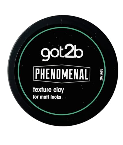 got2b Phenomenal Texture Clay Halt 5 (100 ml), cera para el cabello para hombres da un estilo de barbería mate fenomenal, adecuado para cabello más corto, fórmula vegana