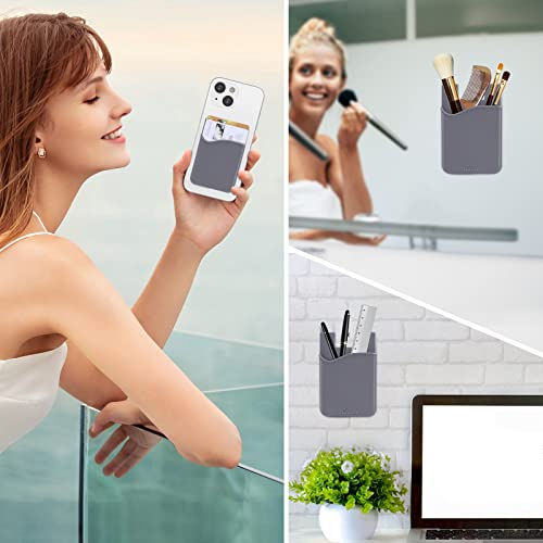 Image of SHANSHUI Card Holder for Phone Case, 3 Pack Phone Wallet Stick on Silicone Credit Card Holder Pocket Pouch Compatible for iPhone, Android & Most Smartphones
