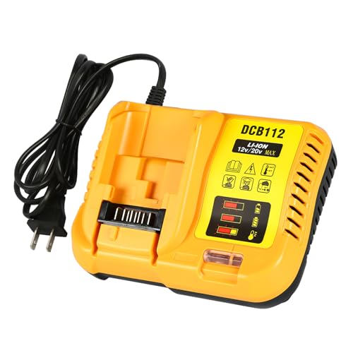 DCB112 Charger Repalcement for Dewalt 12v/20v Battery Charger Compatible with Dewalt 12v/20v Max Battery DCB200 DCB203 DCB125 DCB107 Yellow