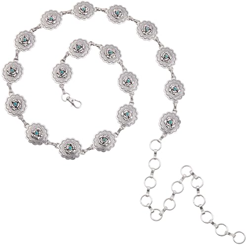 Wrangler Womens Western Concho Chain Belt Cowgirl Rustic Metal Waist Jewelry - Main Image