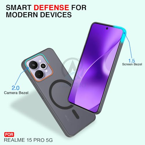 Image of AESTMO Realme 15 5G / 15 Pro 5G Back Cover | Slim Hard Shell | Matte Frosted Hard Back Translucent Back Cover for Realme 15 5G / 15 Pro 5G (Compatible with MagSafe Accessories, Black)