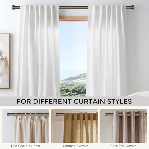 Bronze Curtain Rods for Windows 48 to 84 Inch(4-7 Feet),1" Diameter Drapery Rods with Modern Style End Cap Finials,Size:36-88 Inch,Antique Bronze