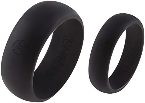 Silicone Wedding Ring His & Hers Set - Fit Ring 2 Pack Rubber Wedding Band - (Black, Blue, Aqua, Gray, Green, Red, Purple, Pink, White) Pick your size and color