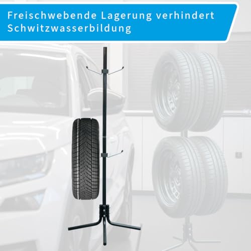 Unitec 10905 stojak na 4 felgi samochodowe lub opony, zajmuje mało miejsca w garażu i piwnicy, do opon/felg od 10 do 43,2 cm (17 cali)