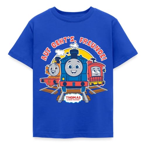 Spreadshirt Thomas & Friends Auf Gehts Freunde! Kinder T-Shirt 110/116 (5-6 Jahre) Royalblau
