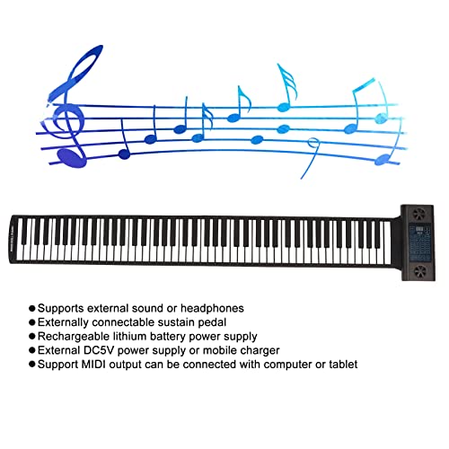 Clavier de Piano Enroulable à 88 Touches, Piano à Main éLectronique Pliable avec Affichage à Tube NuméRique LED, Prise… - Les Beatles, Paul McCartney, John Lennon, RIngo Starr, George Harrison Clavier de Piano Enroulable à 88 Touches, Piano à Main éLectronique Pliable avec Affichage à Tube NuméRique LED, Prise… – Image 3