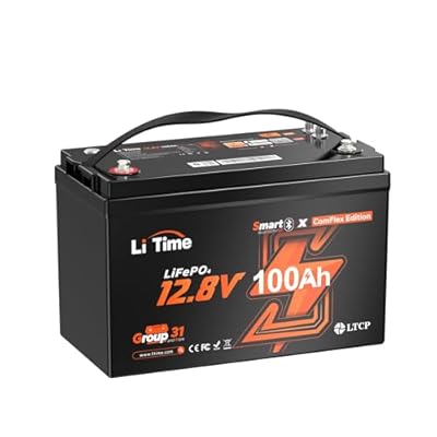 LiTime 12V 100Ah LiFePO4 Group 31 Battery, Compatible with Victron, Built-in 100A BMS & Bluetooth, Low-Temperature Protection, CAN/RS485 Communication, Ideal for Trolling Motors, Marine, RV & Off-Grid