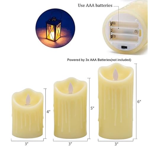 Image of coku Dripping LED Pillar Candles Set of 3 | Flameless Smokeless Battery Operated Realistic Flickering Warm White Lights | Smooth Ivory Candles for Home Decor, Diwali, Christmas & Gifts