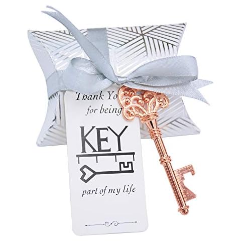 Makhry 50pcs Wedding Favours Key Bottle Openers Set Cover