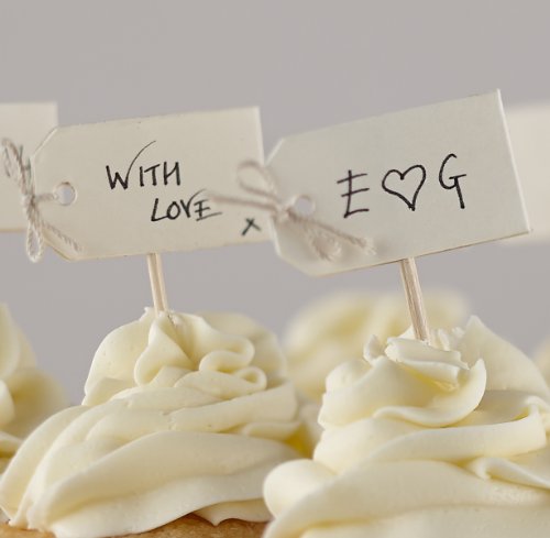 Ginger Ray Vintage Ivory Write your Own Cupcake Sticks/Toppers - Wedding or Party