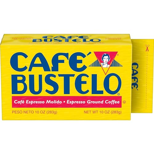 Café Bustelo Espresso Dark Roast Ground Coffee Brick, 10 Ounce with eRaiyan Sticker (Pack of 4, Espresso Ground Coffee)