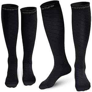 CAMBIVO Compression Socks for Women & Men 2 Pairs, Flight Socks Compression Stockings Running Socks for Calf & Ankle…