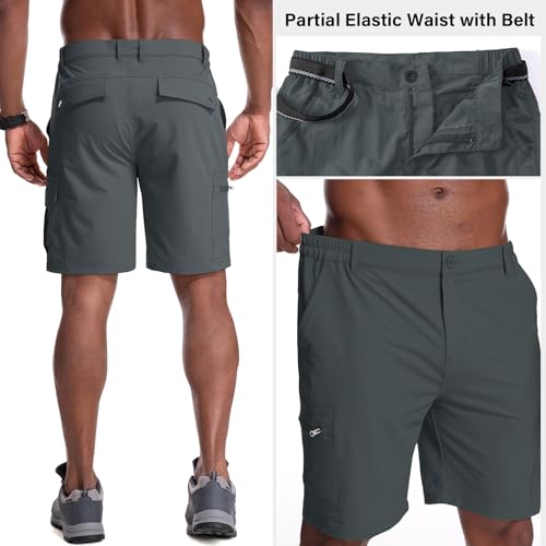 Image of Jessie Kidden Mens Cargo Shorts Expandable Waist Quick Dry Hiking Shorts