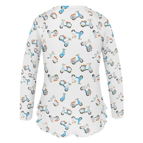 Cute Electric Car Girls Long Sleeve Rashguard Swimsuit UV Protection One-Piece Swimwear Bathing Suit B04046603