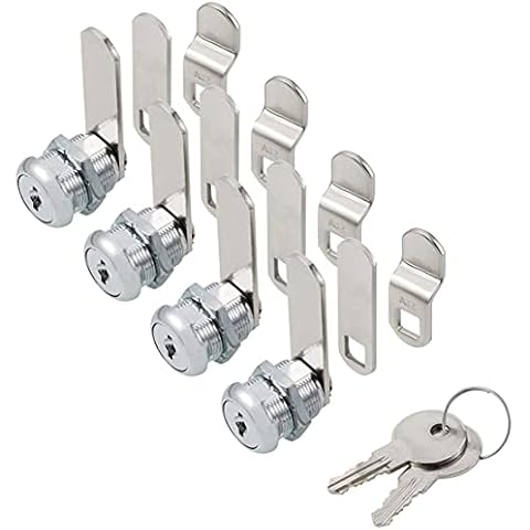 WOOCH Cabinet Cam Lock Secure Important Files and Drawers, 5/8" Cylinder, Fits on 3/8" Max Panel Thickness, Keyed Alike with 3 Cams 2 Keys, Chrome Finish, 4 Pack Cover