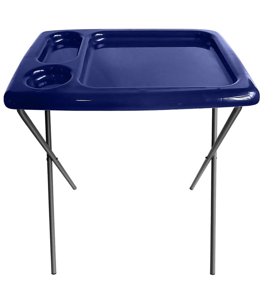 Folding TV Tray Table, Portable, Sturdy, Navy Blue (Single)