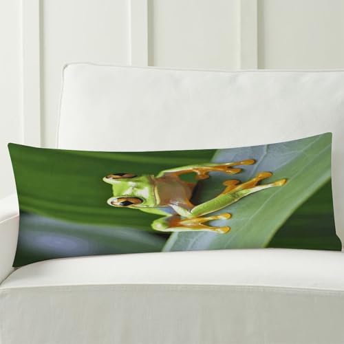 Housse de coussin de corps imprimé grenouille d'arbre fermeture éclair - 8