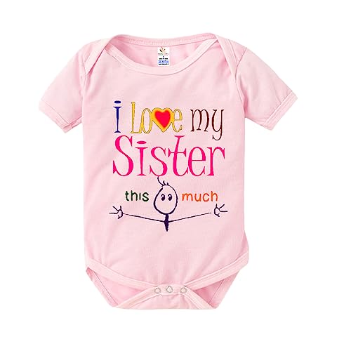 Image of baby wish RakshaBandhan Romper for Kids Rakhi Bodysuit Brother Sister Matching dress my 1st rakshabandhan gift Half Sleeve Unisex Romper Red Romper I LOVE BROTHER