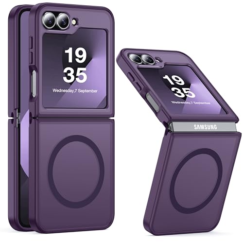Image of NO.1 Magnetic for Samsung Galaxy Z Flip 6 Case Compatible with MagSafe [Military Grade Drop Tested][Translucent Matte][Anti-Fingerprint] Soft Silicone Bumper for Samsung Flip 6 Case,Purple