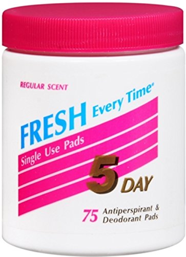 5 DAY Anti-Perspirant Deodorant Pads Regular Scent 75 Each (Pack of 6)
