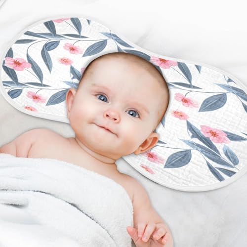 Kigai Watercolor Flowers Burp Cloths for Baby 4-Layer Cotton Muslin Burping Cloths 22x11 inch Super Soft & Absorbent Spit Up Burp Rags for Newborn Boys Girls 2 Pack4