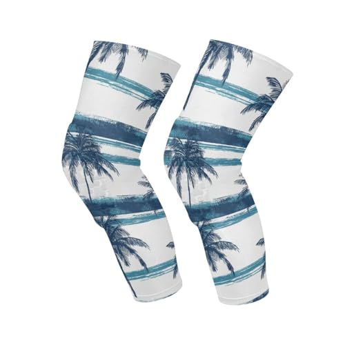 JUNZAN Tropical Blue Striped Basketball Knee Pads for Youth Kids Wrestling Knee Pads with Sleeves Sport Kneepads for Volleyball Football