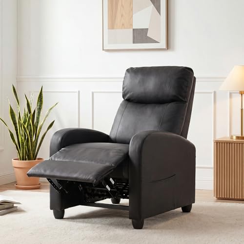 Image of Massage Recliner Chair, Recliner Sofa Fabric for Adults, Recliners Home Theater Seating with Lumbar Support, Reclining Sofa Chair for Living Room, Ink