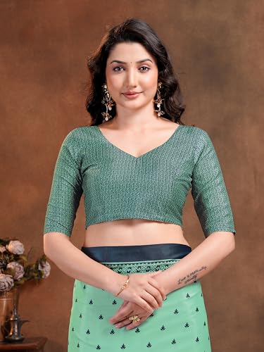 Image of Garden Vareli Floral Booti Print Crepe Saree With Unstitched Blouse Piece