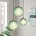 Produktbild 3-Flammige Pendelleuchte Esstisch Pendelleuchte Glas Hängelampe Deckenlampe Grün Lampenschirm HöHenverstellbar Hängelampe, Moderne Deckenleuchte Kronleuchter Esszimmerlampe für KüChe Schlafzimmer