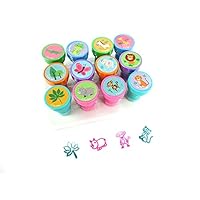 TINYMILLS 12 Pcs Safari Jungle Animals Stamp Kit for Kids Self Inking Stamps Gift Jungle Book Party Favor Bag Stuffer Teacher Stamps