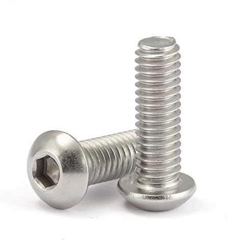 M5-0.8 x 8mm Button Head Socket Cap Screws, Stainless Steel 18-8 (304), Bright Finish, Fully Threaded, 50 PCS