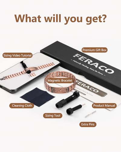 Feraco Copper Bracelet for Men-Magnetic Bracelets 99.99% Pure Copper Jewelry Gift with Adjustable Sizing Tool, Magnetic Field Therapy Jewelry with Eagle Pattern - image 8