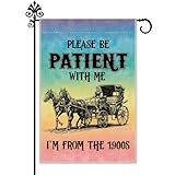 Hafhue Please Be Patient with Me I'm From The 1900s ガーデンフラッグ 12 x 18インチ 両面 農家 休日 庭 芝生 装飾 旗 面白い レトロ 農家 乗馬 馬 アート バナー 屋外
