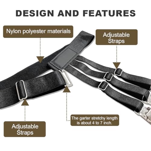 Image of GUSTAVE Men's Shirt Stays Adjustable Elastic Shirt Tucker Belt with Locking Non-Slip Clips