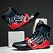FeoHiys Men's Youth Fashion Boxing Boots Lightweight Artificial Leather Wrestling Shoes, EVA Rubber Sole for Weightlifting, Martial Arts,Blue,5